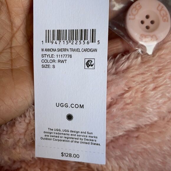 UGG ANNONA SHERPA TRAVEL CARDIGAN IN ROSEWATER - Picture 9 of 9